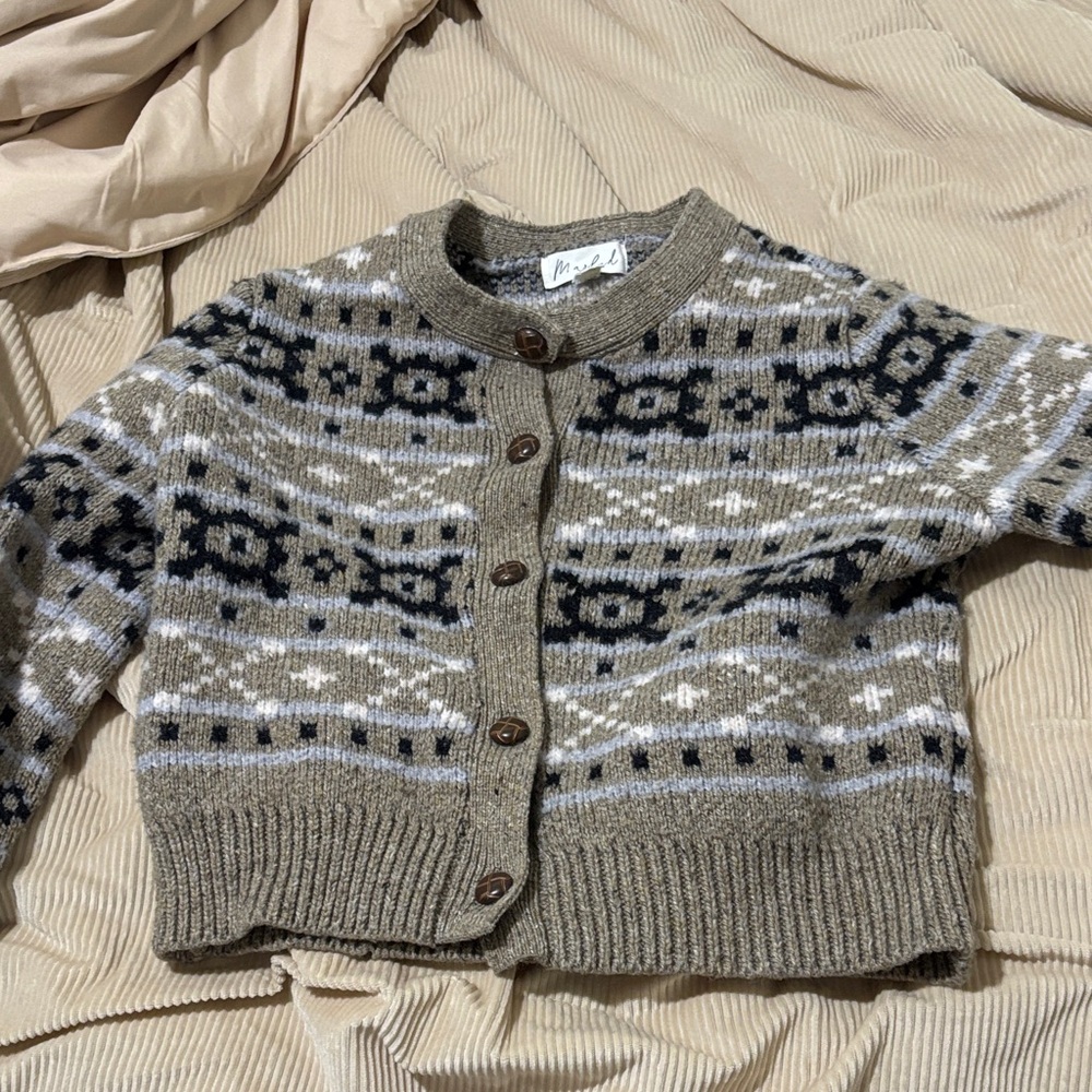 Patterned Beige and Black Women's Sweater